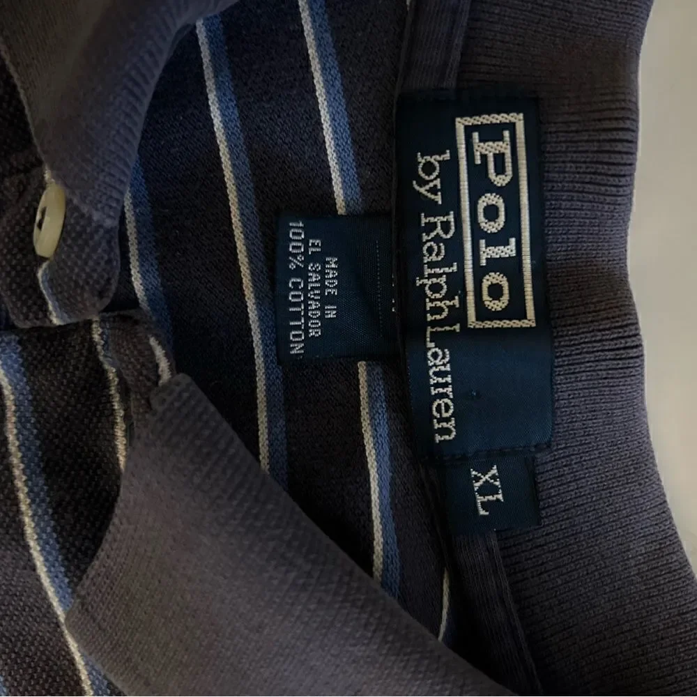 Polo Ralph Lauren 100% Cotton Navy White Striped Polo Shirt Size XL